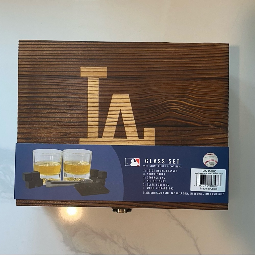 Wooden Glass Set with LA Logo
